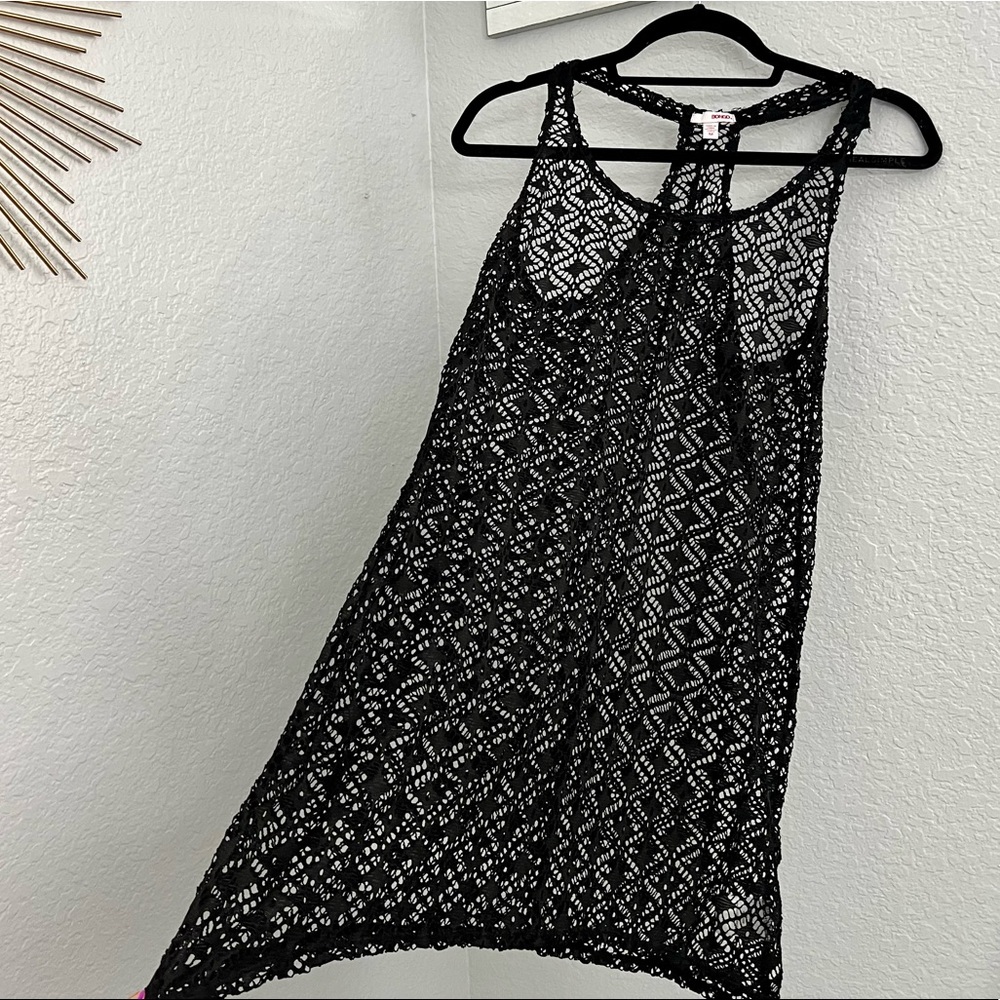 Black Mesh printed cover up dress by Bongo